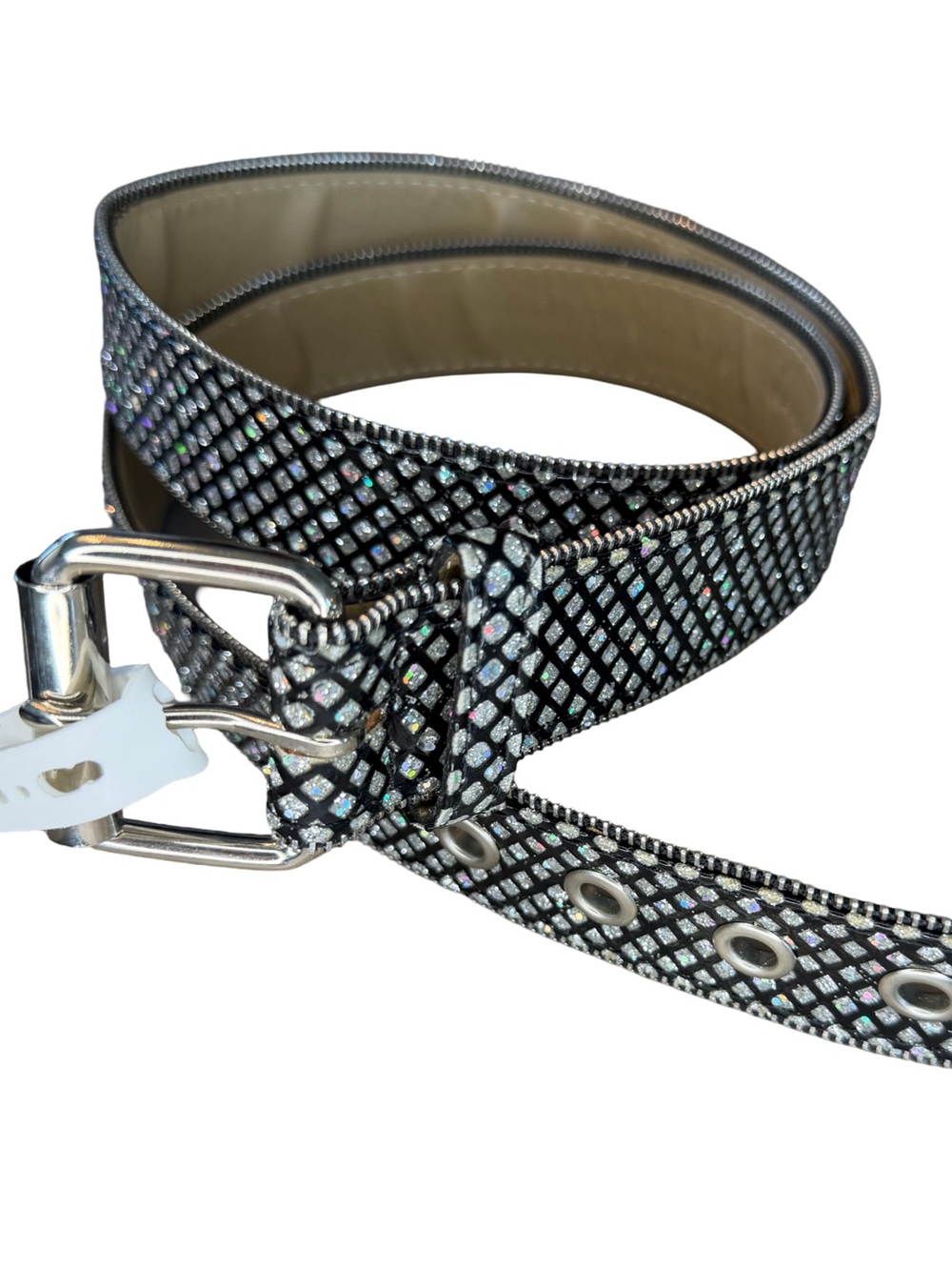Relic Women’s Rhinestone Belt With Glitter Zipper Edge. Size XL